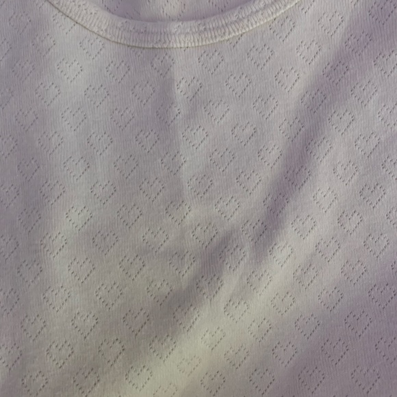 Brandy melville white tee with small embedded hearts - Picture 3 of 3
